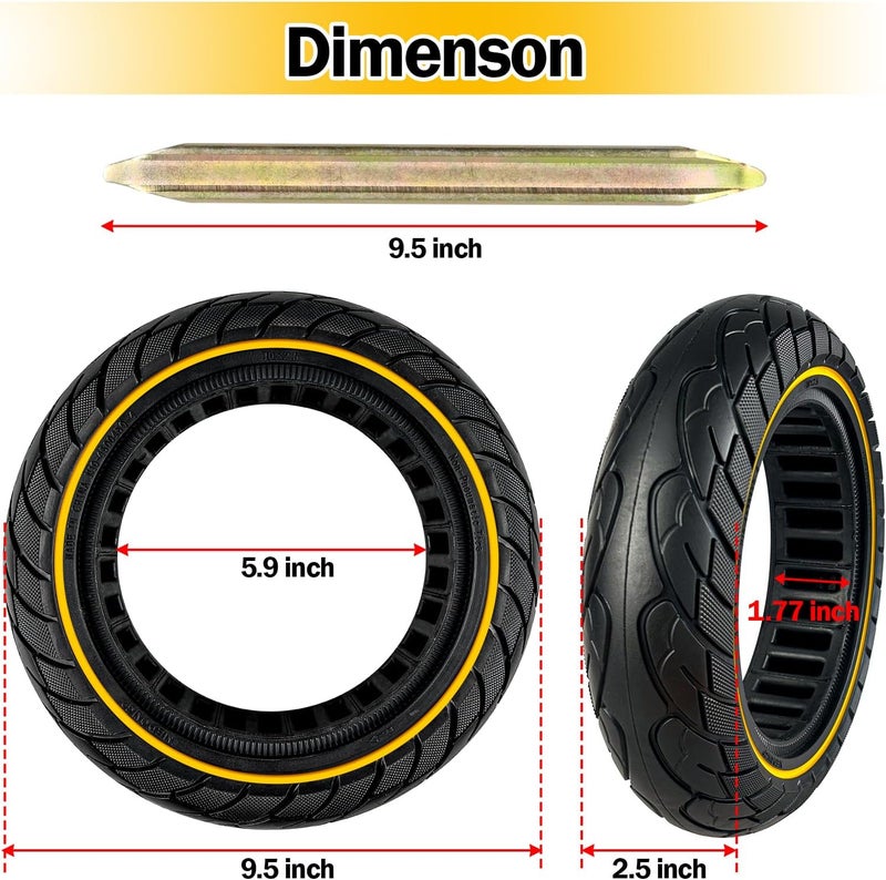 KTUMININV 10x2.5 Inch Scooter Solid Tire for Segway Ninebot MAX G30/G30P/G30LP/G30D/G30E Gotrax G5/G6/G MAX Hiboy S2 MAX Electric Scooter Front or Rear Replacement 60/70-6.5 Rubber Tires Yellow 2 PCS - Image 3